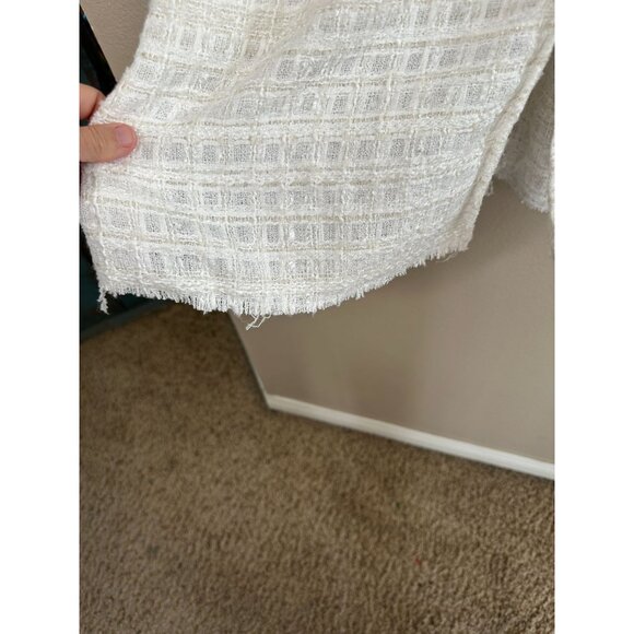 MNML‎ Womens white tan blouse medium long sleeve polyester collared button up - Picture 4 of 8